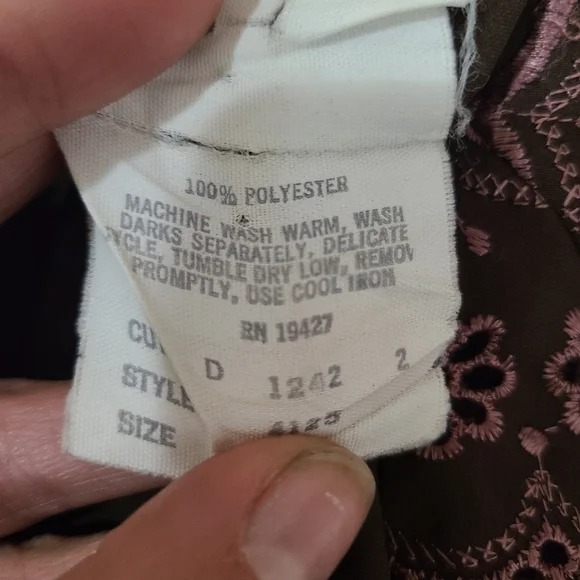 Vintage 1970s Lee Mar Pageant Cottagecore Grannycore Embroidered Boho Button Top - Picture 6 of 6